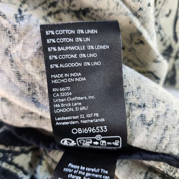 Free People Printed Maxi Duster Women's Oversize Medium Pockets Black/Tan New - Picture 11 of 13